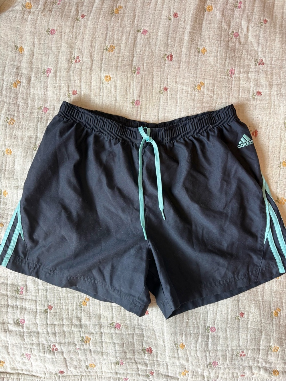 Adidas Black Athletic Shorts with Blue Accents